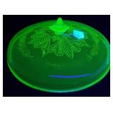 Green Depression Glass Adam Bowl Lid Uranium