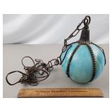 Blue Slag Glass Hanging Lamp 7 & 1/2" W