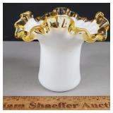 Fenton Glass Vase Gold Crest 4" H