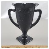 LE Smith Black Glass Trophy Vase Dancing Nymphs