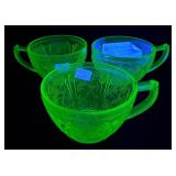 Green Depression Glass Cups Uranium Cherry