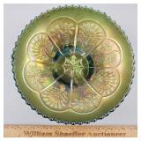 Fenton Carnival Glass Bowl Peacock & Grapes 8"