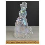 Iridescent Glass Woman w/ Scottie Dogs 8 & 1/2" H