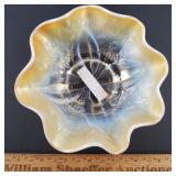 Dugan Carnival Glass Bowl Four Flowers 6"W