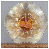 Northwood Carnival Glass Bowl Fruits & Flowers