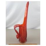 LE Smith Swung Glass Pitcher Amberina - Cracked
