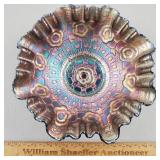 Fenton Carnival Glass Bowl Captive Rose 8 & 3/8"W