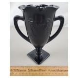LE Smith Black Glass Trophy Vase Dancing Nymphs