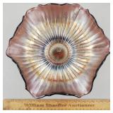 Fenton Carnival Glass Stippled Rays Bowl 10 & 3/8"