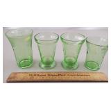 Green Depression Glass Tumblers Uranium Up to 5"