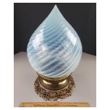 Antique Light Fixture Opalescent Swirl Glass 16"H