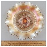 Dugan Carnival Glass Bowl Windflower 8 & 1/2" W