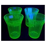 Green Depression Glass Tumblers Uranium