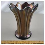 Northwood Carnival Glass Swung Vase Wide Rib 6"