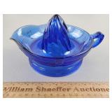 Hazel Atlas Cobalt Blue Criss Cross Glass Juicer