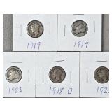 5ct Mercury Silver Dimes