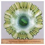 Fenton Carnival Glass Bowl Stippled Rays 8 & 7/8"