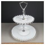 Fenton Glass Silver Crest 2 Tier Tray 9 & 1/2" H