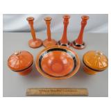 Art Deco Orange Console Set