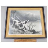Vintage Framed Hunting Dog Print