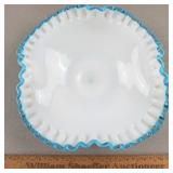 Fenton Glass Bowl Aqua Crest 9 & 3/4" W