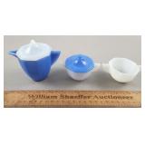 Akro Agate Glass Childs Sugar, Creamer, Pitcher
