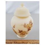 Fenton Burmese Glass Ginger Jar Signed HP 6" H