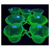 Green Depression Glass Mugs Uranium