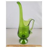 Vintage MCM Swung Glass Pitcher 14" H