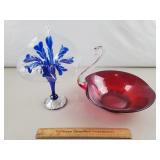 Swan Glass Dish & Jack in the Pulpit Glass Vase