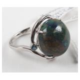 Sterling Silver Ring Jasper & Blue Topaz Size 8