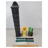 Vintage Lot - Mini Wooden Cabinet, Tins, McCoy