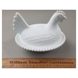 Vintage Indiana Glass Hen on Nest Glass Dish 5" H