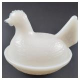 Vintage Indiana Glass Hen on Nest Glass Dish 4" H