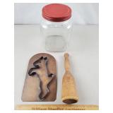 Vintage Store Jar, Masher & Cookie Cutter