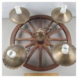 Vintage Wagon Wheel Chandelier Light Fixture 24"W