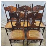 5ct Antique Oak Carved Chairs 42 & 3/4" H