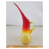 Vintage Crackle Glass Pitcher Amberina 13 & 1/4"H