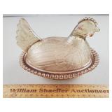 Vintage Indiana Glass Hen on Nest Glass Dish 5" H