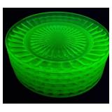 Green Depression Uranium Glass Plates 6 & 1/4'
