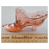 Fenton Pink Glass Shoe 2 & 3/4' H