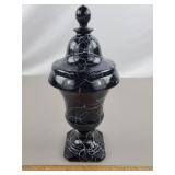 LE Smith Glass Black Marble Jar 11 & 1/4' H