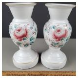 Bristol Vases Hand Enameled Glass 7 & 3/4' H