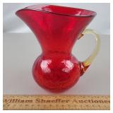 Vintage Crackle Glass Pitcher 6' H