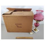 Fenton Cranberry Hobnail Glass Lamp w/ Box