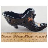 Fenton Glass Shoe 2 & 3/4' H Signed HP