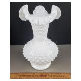 Fenton Milk Glass Hobnail Vase 10 & 1/2' H