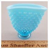 Fenton Blue Opalescent Glass Mini Fan Vase