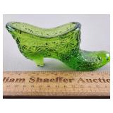Fenton Green Glass Shoe 2 & 3/4' H
