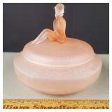 LE Smith Jackie Pink Satin Powder Jar 5 & 1/4' H